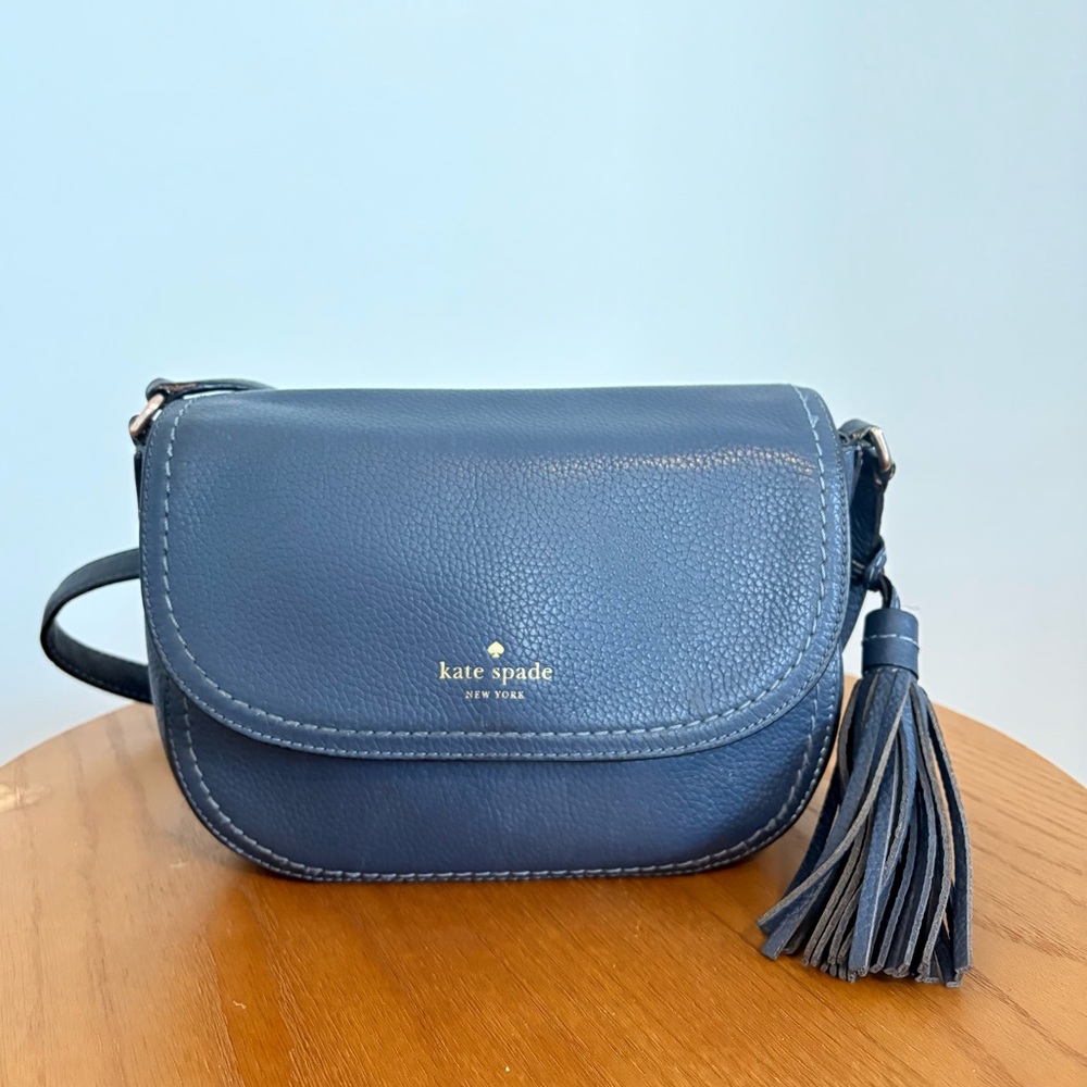 Kate Spade ♠️ Blue Crossbody Leather Bag with Tassel